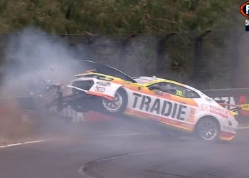 David Reynolds crashes in qualifying for the 2024 Bathurst 1000.