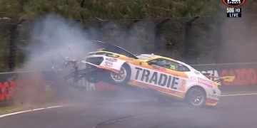 David Reynolds crashes in qualifying for the 2024 Bathurst 1000.