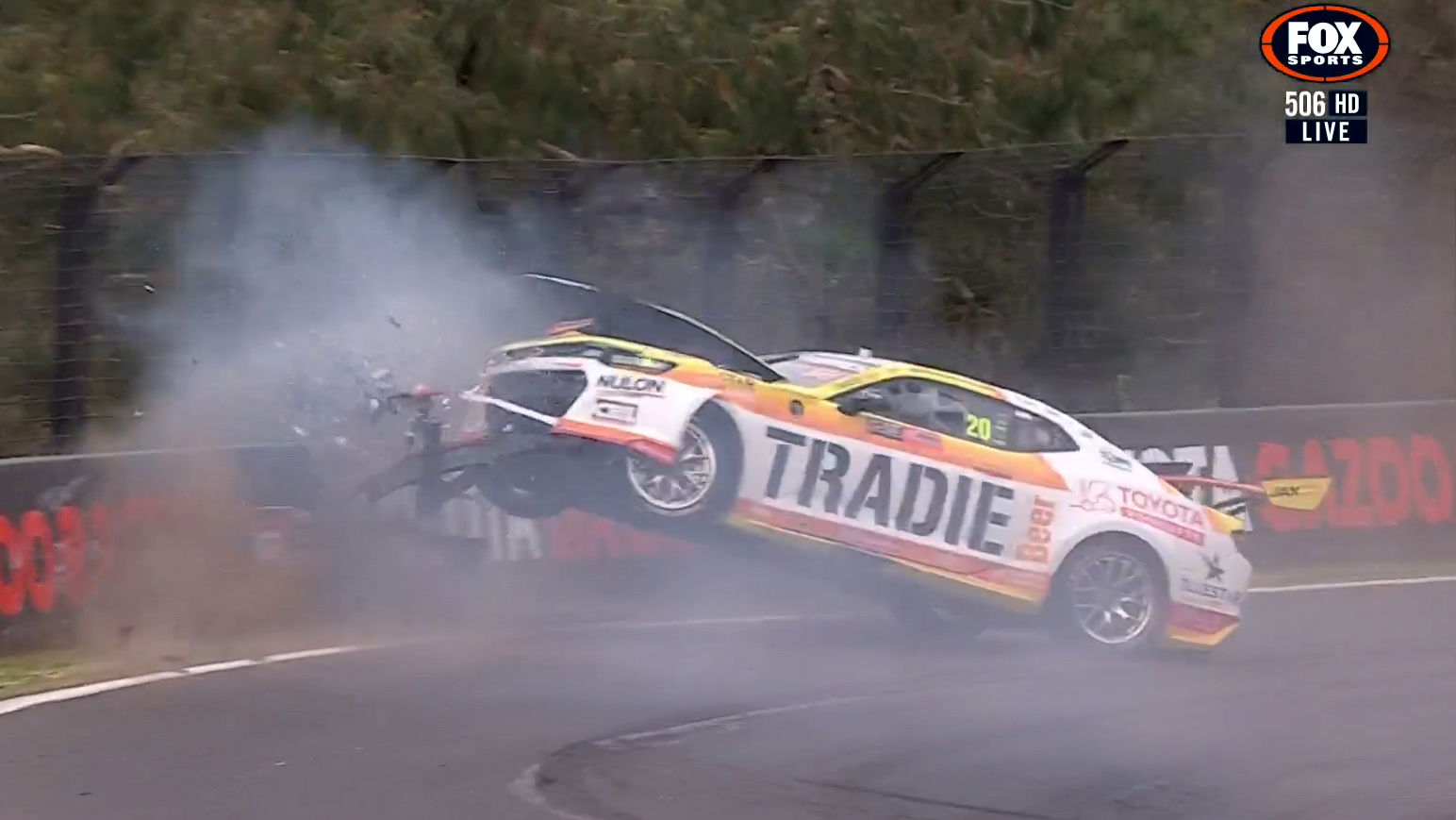 David Reynolds crashes in qualifying for the 2024 Bathurst 1000. 