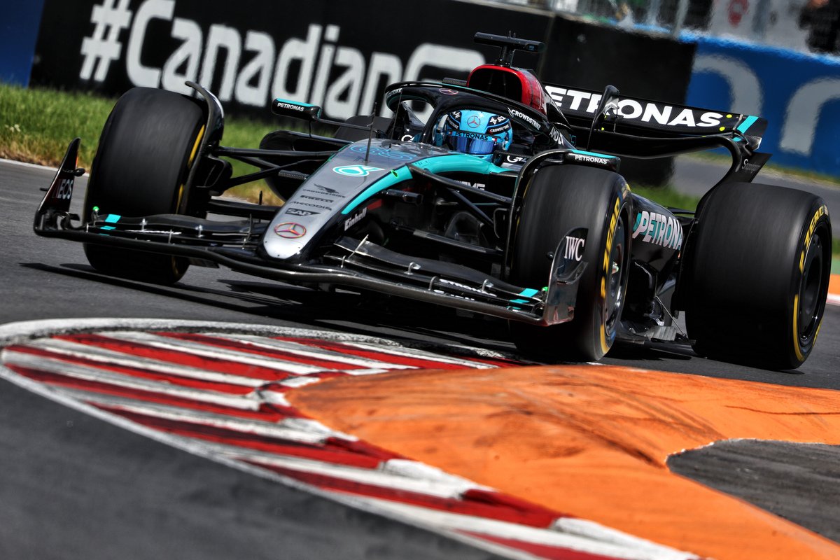 George Russell has secured pole position for the Canadian Grand Prix for Mercedes. Image: Charniaux / XPB Images