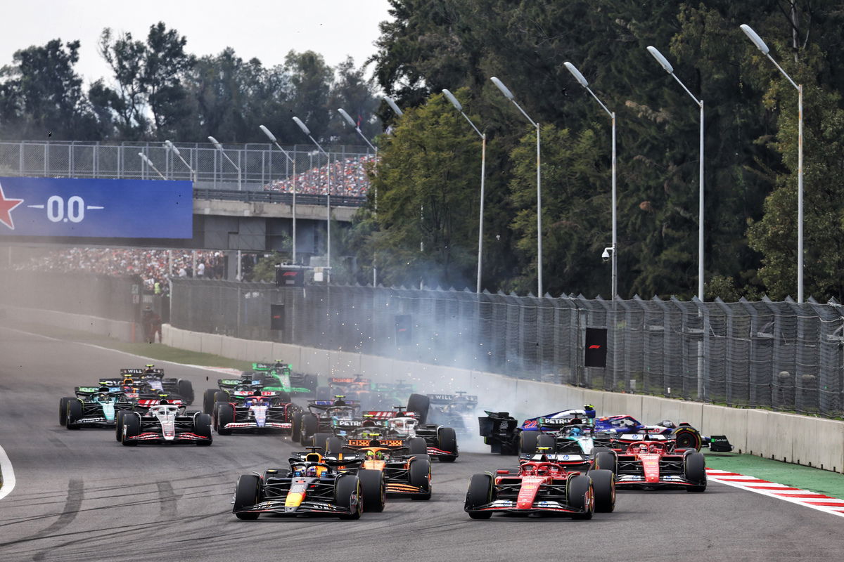 Carlos Sainz has won the Mexico City Grand Prix while Max Verstappen picked up 20 seconds worth of penalties. Image: Batchelor / XPB Images