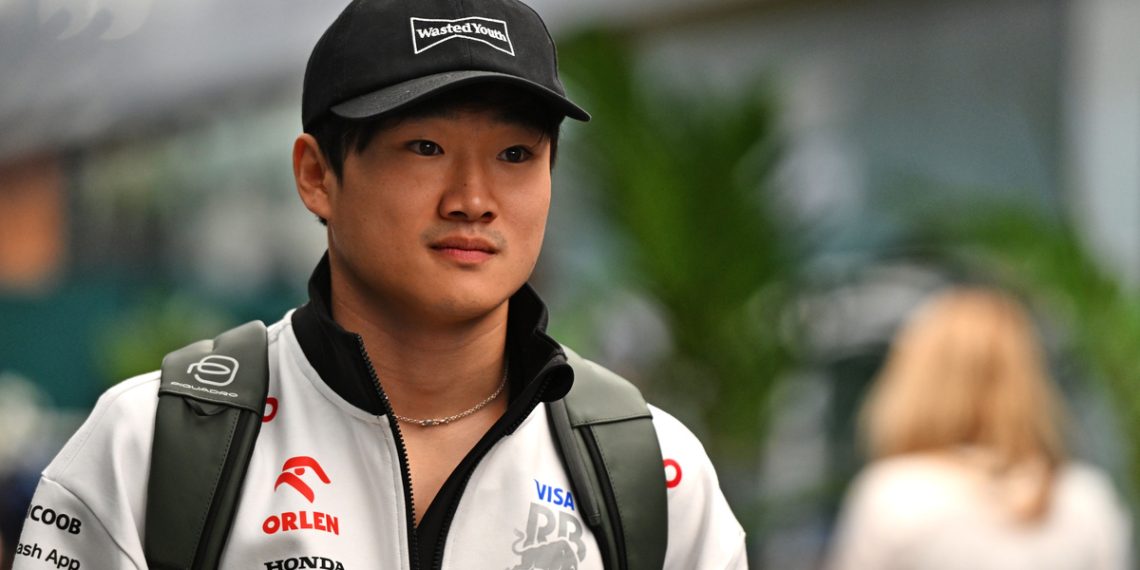 Yuki Tsunoda has revealed he was almost refused entry into the United States as he landed for this weekend’s Las Vegas Grand Prix. Image: Price / XPB Images