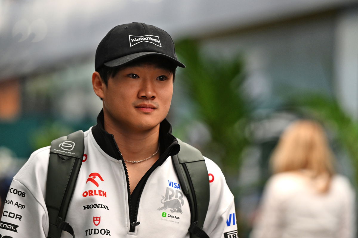 Yuki Tsunoda has revealed he was almost refused entry into the United States as he landed for this weekend’s Las Vegas Grand Prix. Image: Price / XPB Images