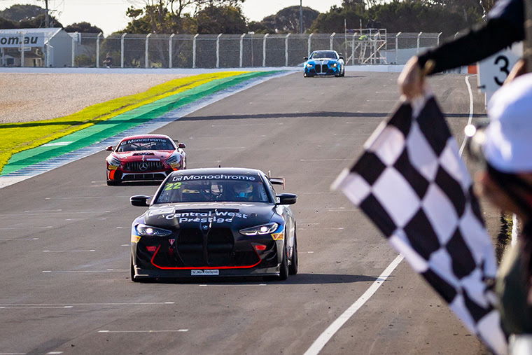 The BMW M4 GT4 of Cody Burcher and Tim Leahey at Phillip Island.