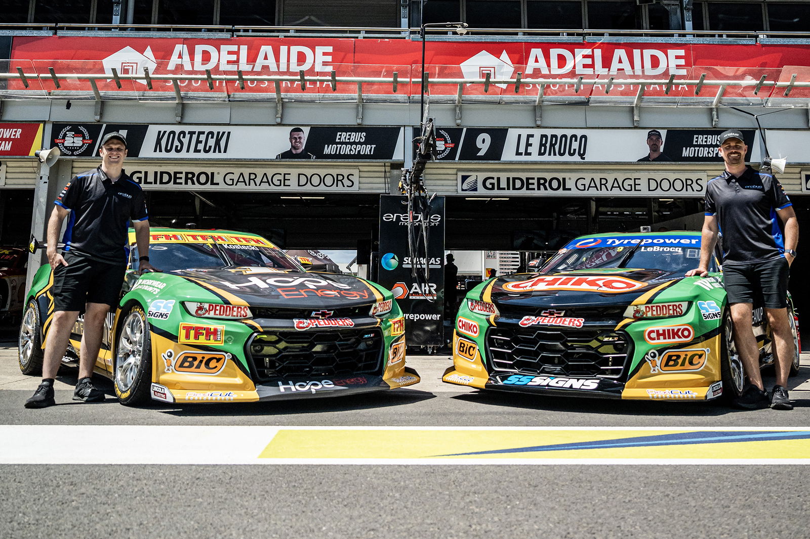 The Tree Cleanup Specialist-backed #1 and #99 Erebus Motorsport Chevrolet Camaros.