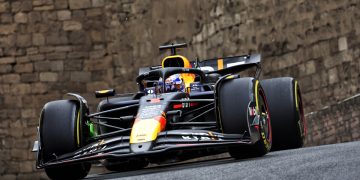 Max Verstappen was fastest and Sergio Perez third best after a red flag hit opening hour of practice for the Azerbaijan Grand Prix. Image: Bearne / XPB Images