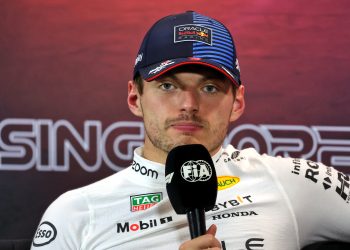 Max Verstappen has taken an unusual stand after being punished for swearing in the FIA press conference on Thursday. Image: Rew / XPB Images