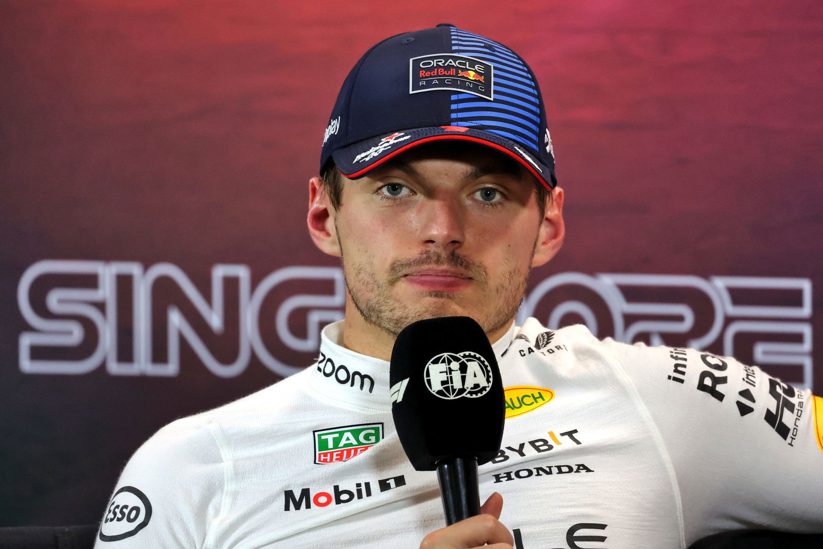 Max Verstappen has taken an unusual stand after being punished for swearing in the FIA press conference on Thursday. Image: Rew / XPB Images